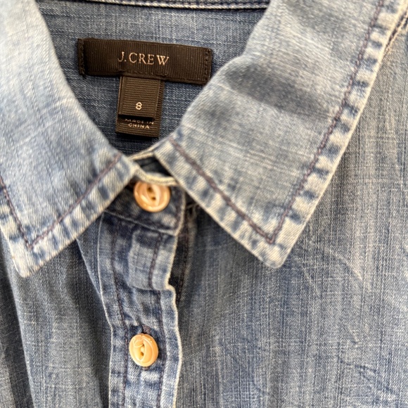 J. Crew - Medium Blue Denim Chambray Western Button up Long Sleeve Shirt, Size 8 - Picture 3 of 4
